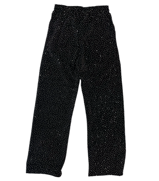 Women’s Black Velvet Pants with Rhinestone Detailing