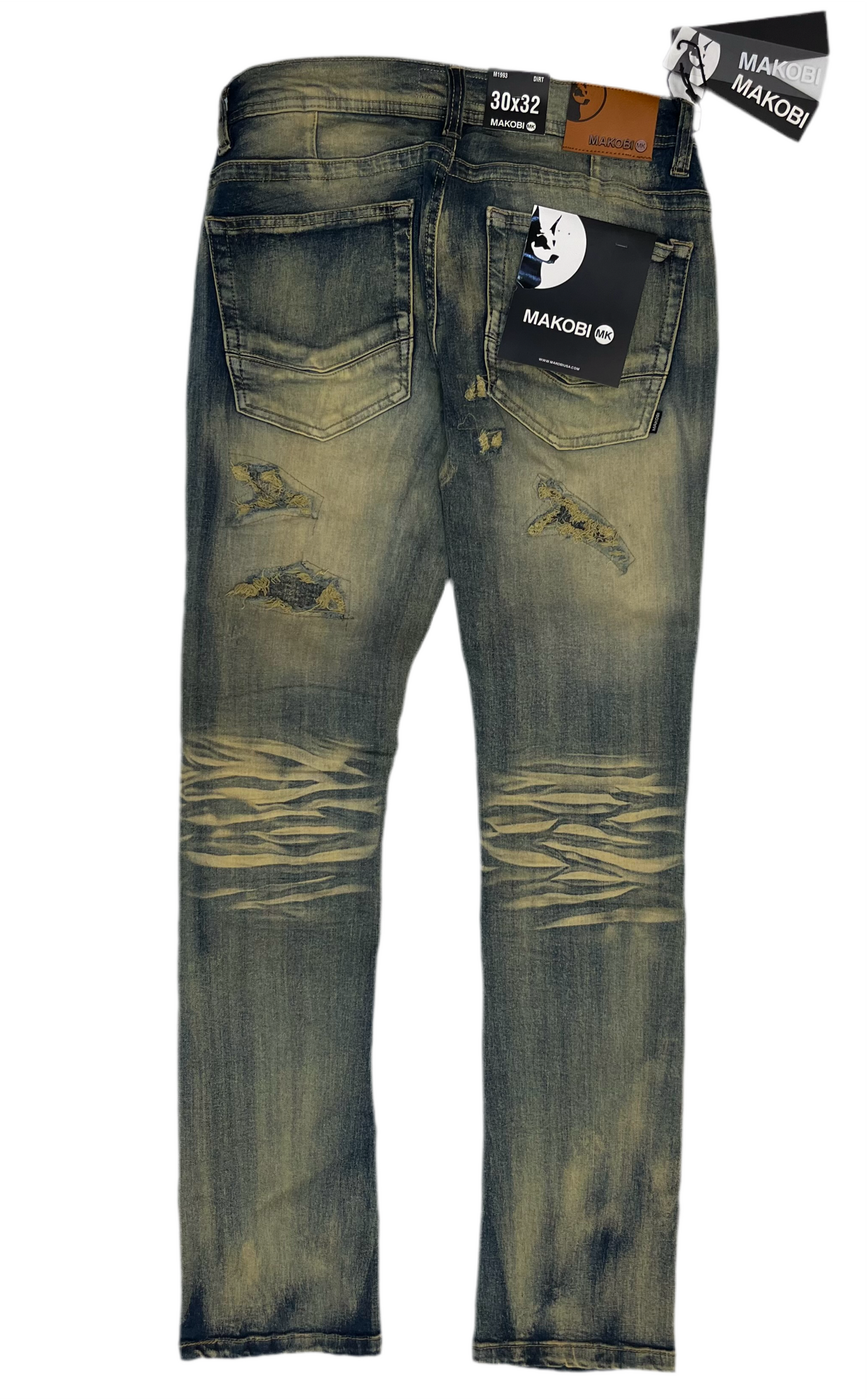 Makobi Distressed Slim-Fit Denim Jeans - Vintage Wash