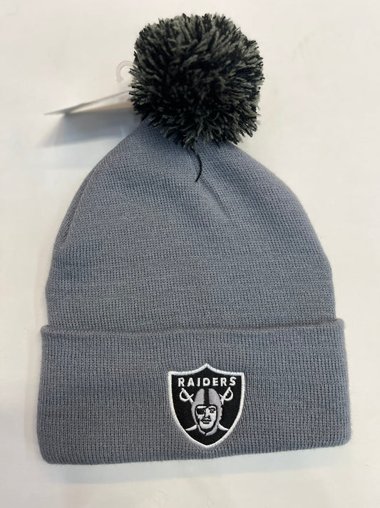 Las Vegas Raiders Gray Pom Beanie - Classic Design