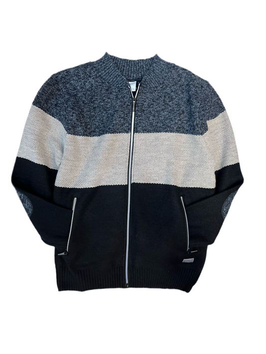 Men’s Full-Zip Black Textured Hoodie