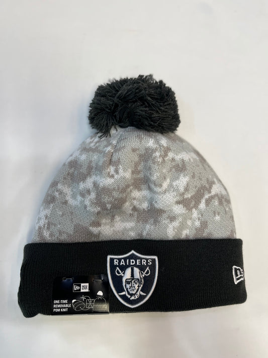 Las Vegas Raiders Camouflage Knit Beanie with Pom